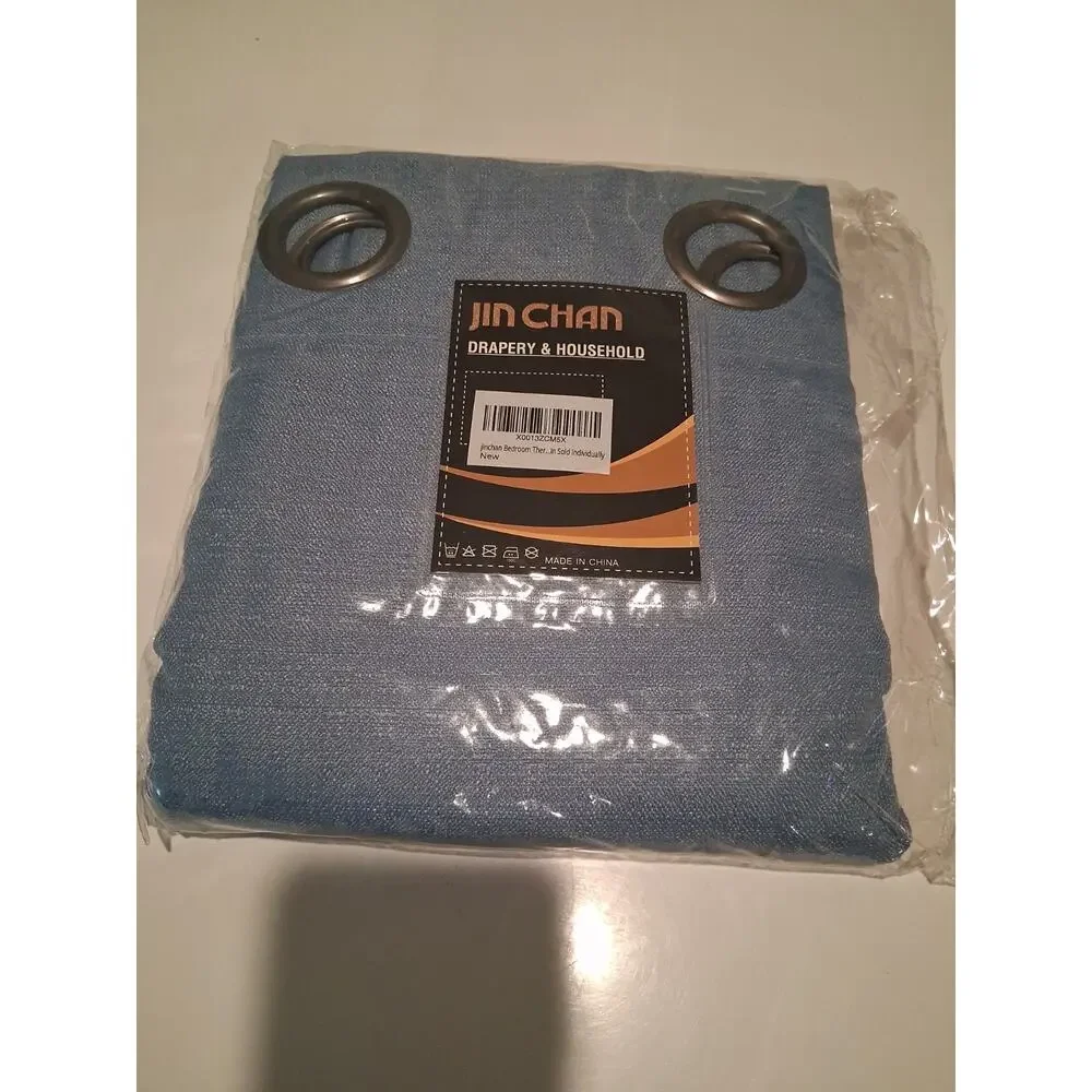 Pair of Blue Linen Look Cotton 52 x 63